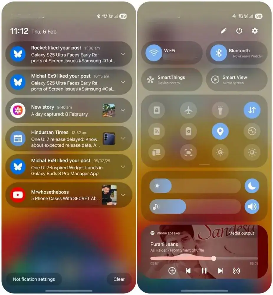Quick switch between the notification panel and Quick Settings