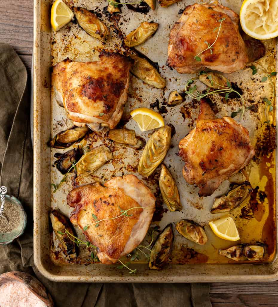 sheet pan chicken thigh dinner recipe