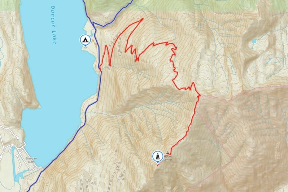 map of the motorcycle and atv trail to Lavina Lookout