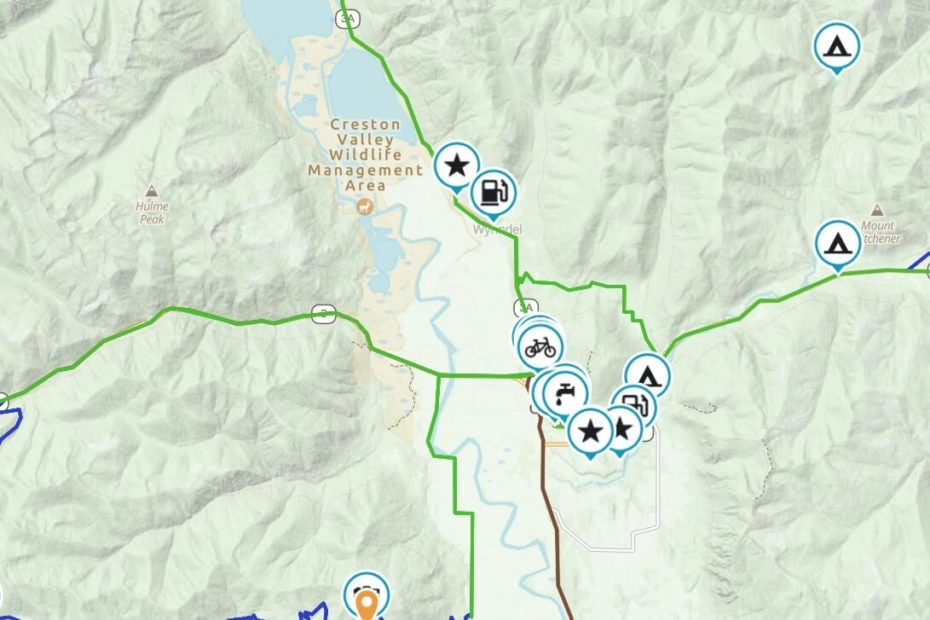 Map of Creston Valley Motorcycle Routes