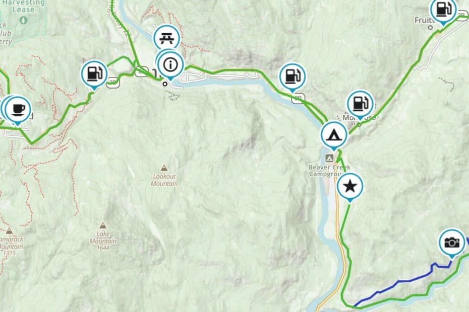 Map of Trail Motorcycle Routes