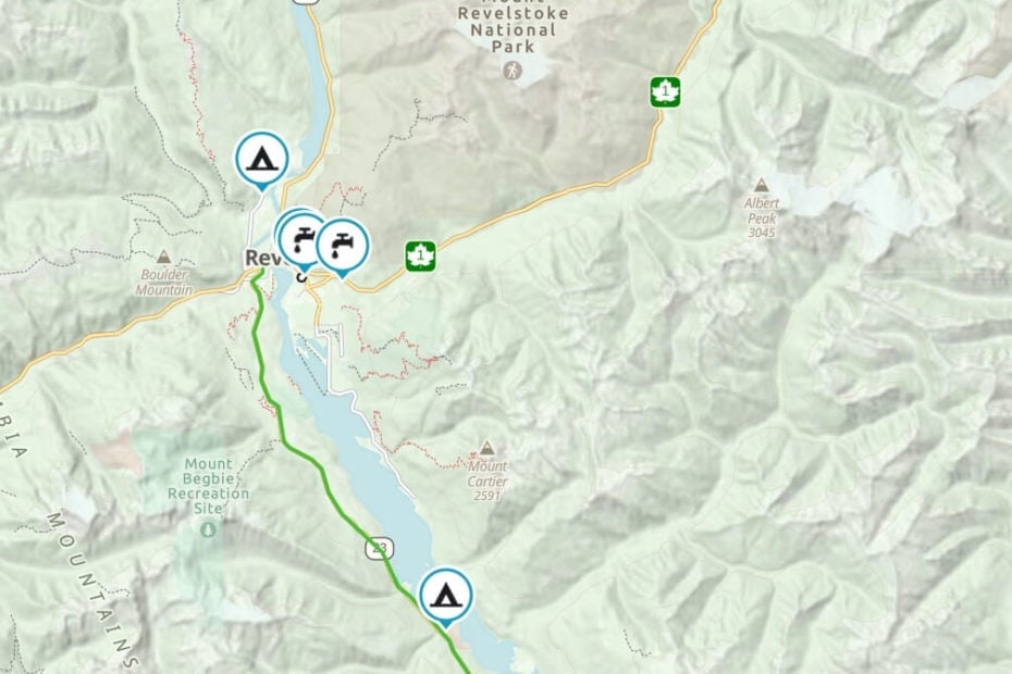 Map of Revelstoke Motorcycle Routes