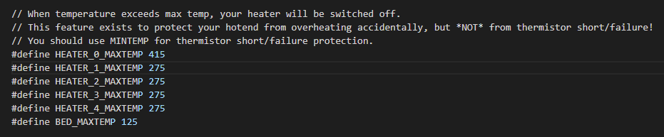 modifying maximum temperature in marlin firmware