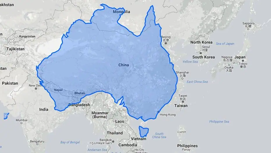 Australia compared to China
