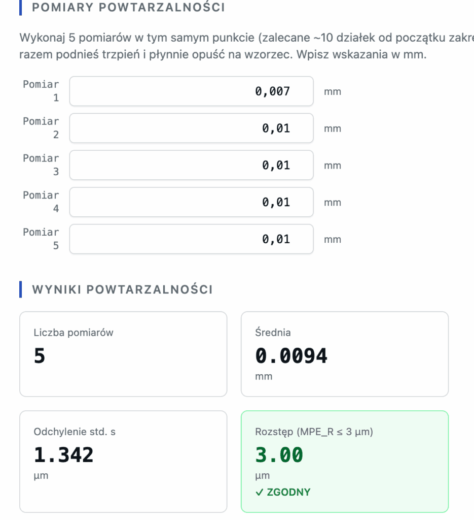 powtarzalnosc-czujnika-zegarowego-935x1024 Wzorcowanie czujników zegarowych, tarczowych mechanicznych. Jak samemu prawidłowo sprawdzić czujnik zegarowy?