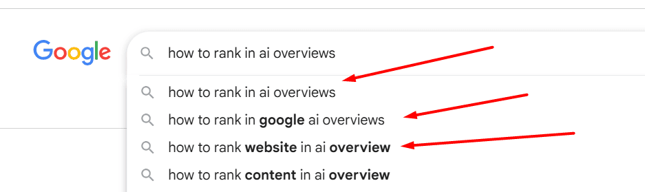 question based keywords screenshot by brandifys