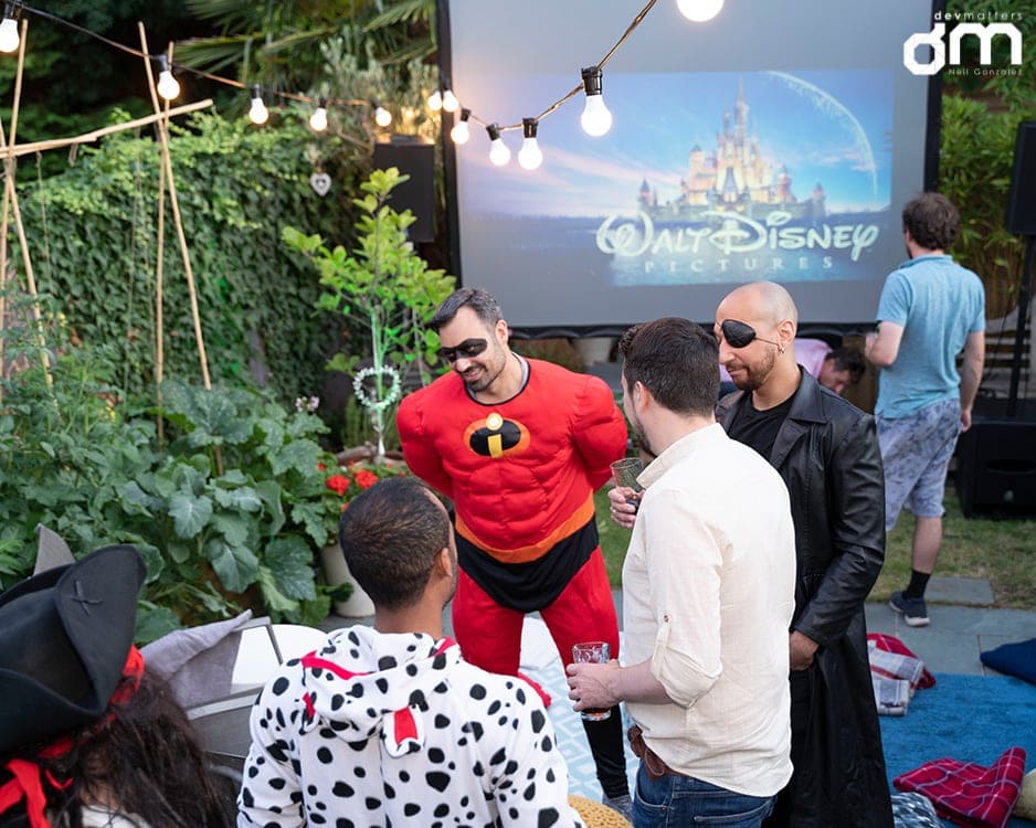 Disney logo on the big screen at the my Beauty and the Beast Party