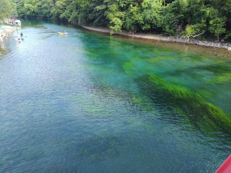 橋の上からの支笏湖