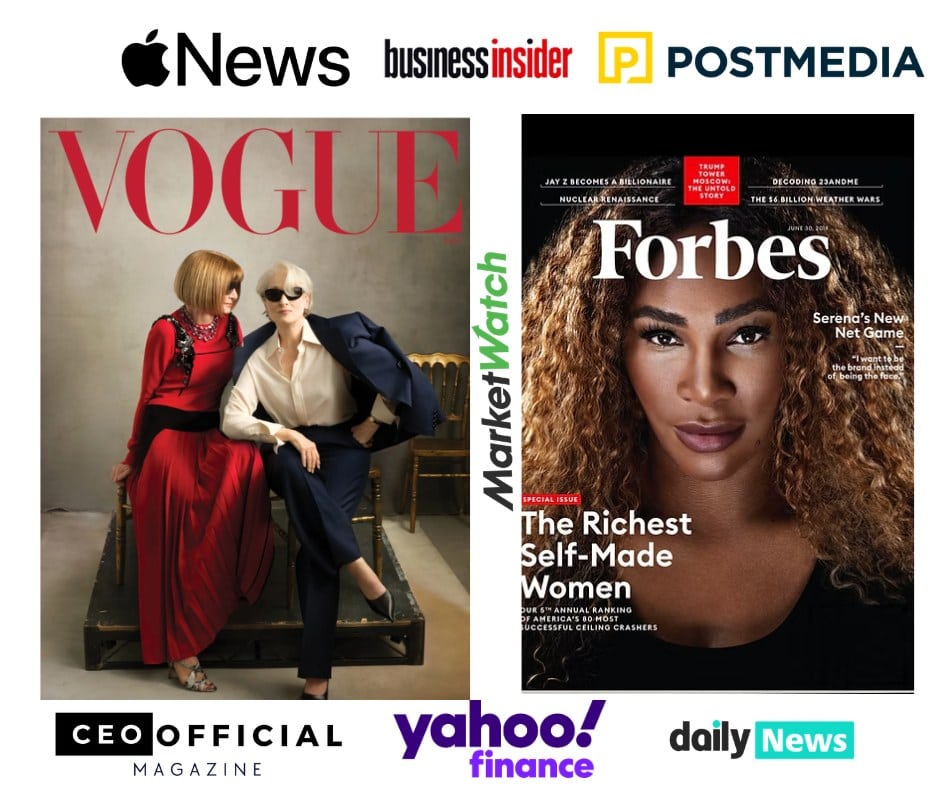 Featured in Vogue, Forbes, Apple News, Business Insider, Yahoo Finance, Daily News