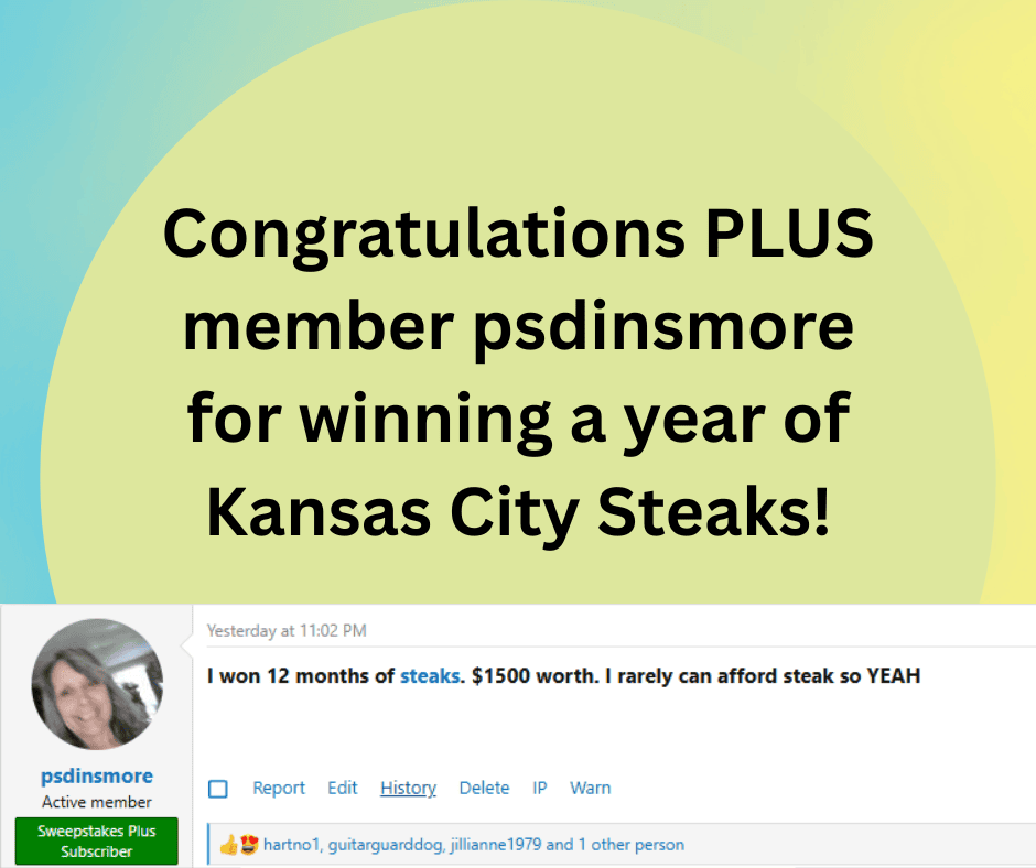 Kansas City Steaks Sweepstakes Winner