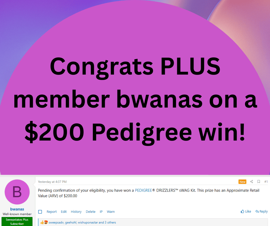 pedigree sweepstakes winner