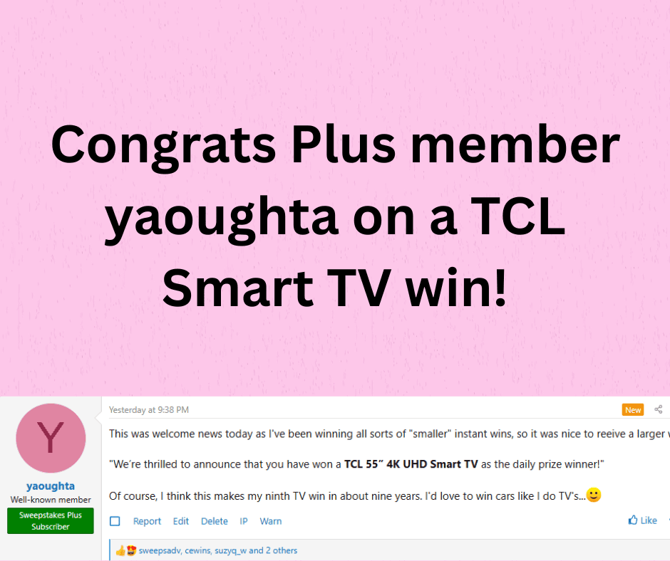 Smart TV Sweepstakes Winner