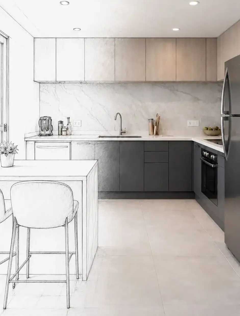 Diseño a obra completa de cocina en enero de 2026