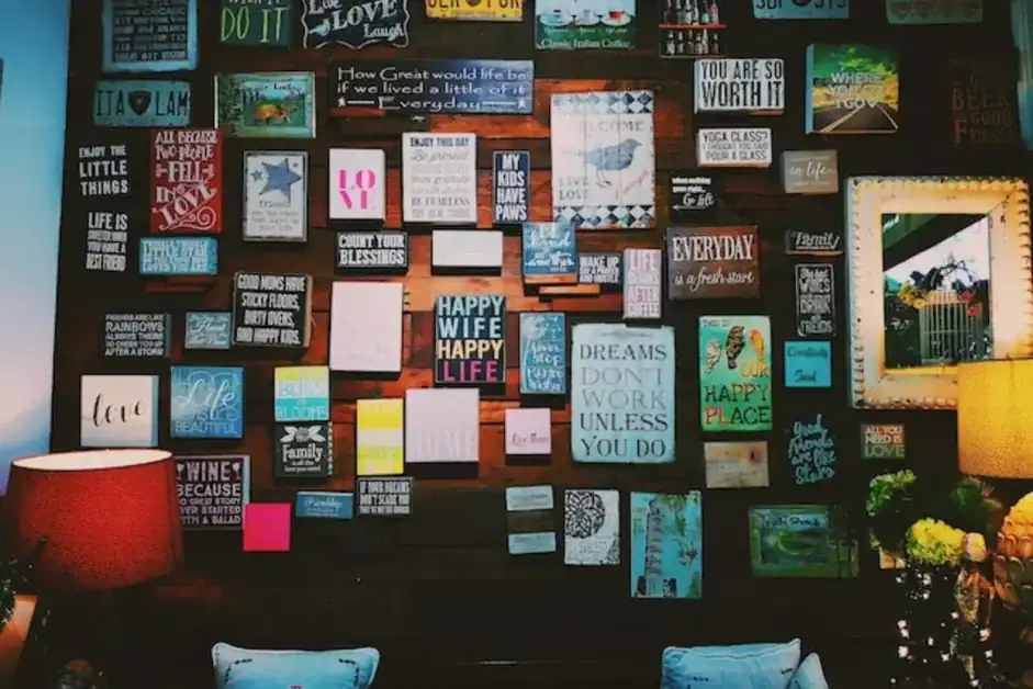 A vision board created with newspaper and magazine clippings