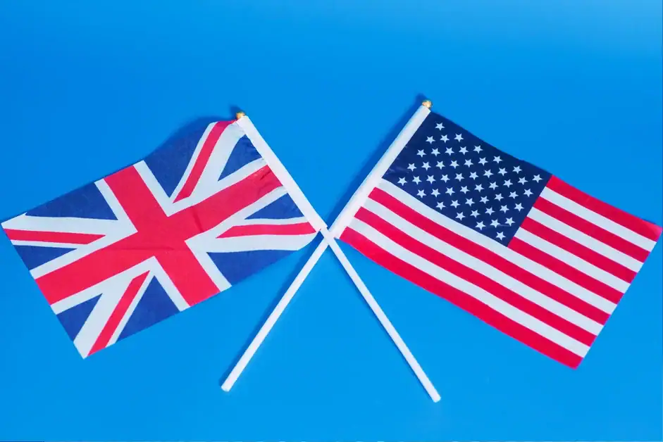 The english and american flags side by side