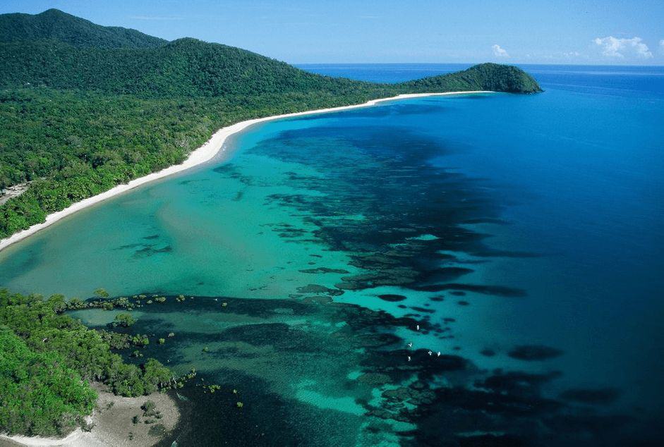 Arial view of-Cape-Tribulation-Beach, Queensland, Australia