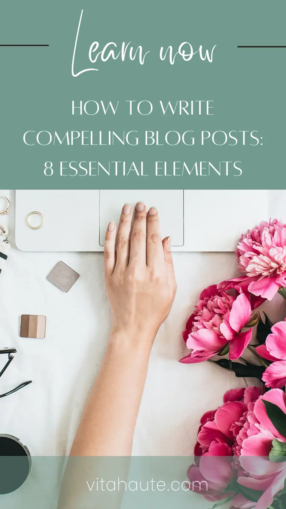 laptop with an open blank screen on a wooden desk, symbolizing the process of writing a blog post