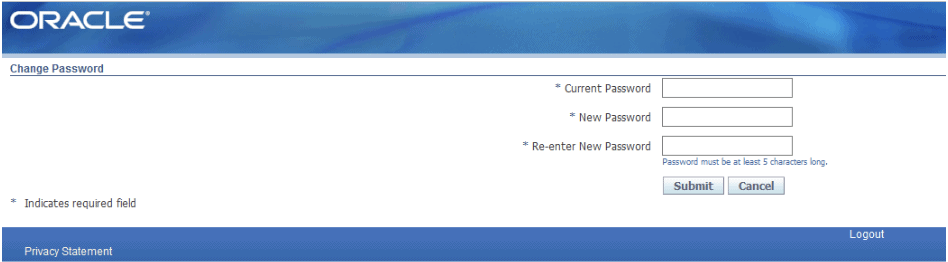 İlk girişte zorunlu şifre değiştirme (Change Password) ekranı