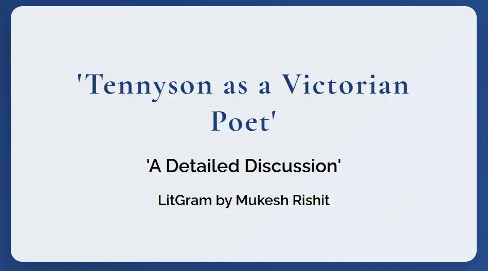 Tennyson as a Victorian Poet