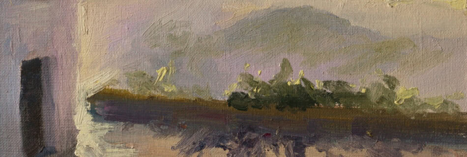 Carmignano Evening Stroll original oil painting by Andrea Bocedi, Tuscan landscape near Florence with evening countryside light