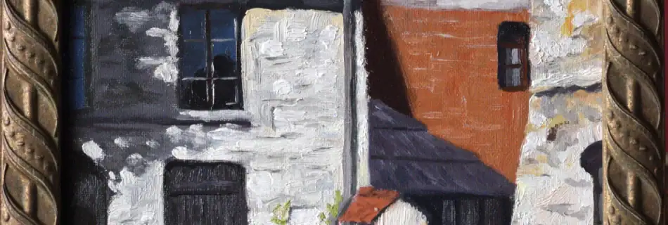 Old Synagogue Kazimierz Dolny framed original oil painting by Andrea Bocedi, 24 × 30 cm