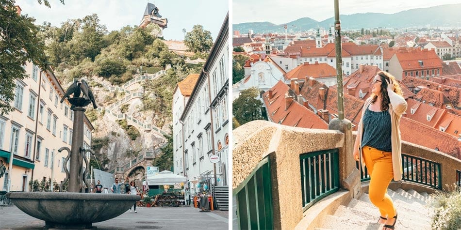 View of Schlossberg in Graz, Austria
