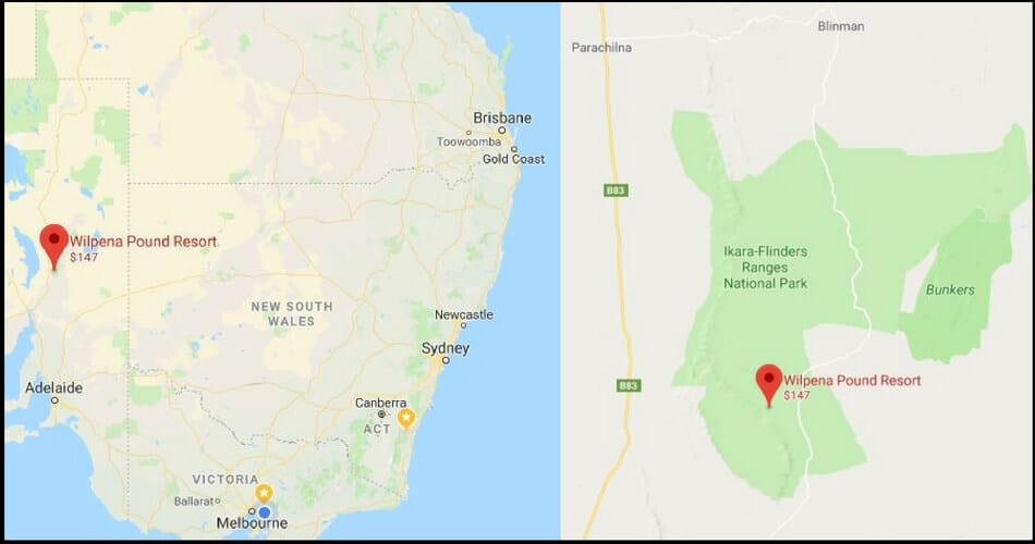 Flinders Ranges - Wilpena Pound Map Australia Flinders Ranges - Wilpena Pound Map Australia
