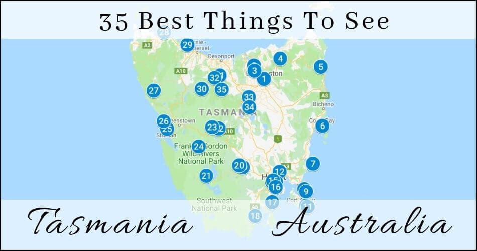 Map of Tasmania - 35 Best things to see and attractions