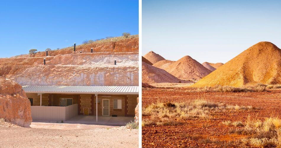 Coober Pedy, South Australia. Opal mining town. Mullock Heaps - piles of rubble from mine shafts
