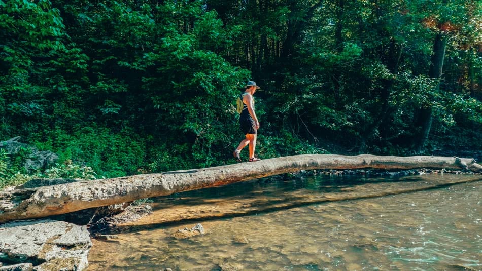 hiker at harrods creek in prospect kentucky