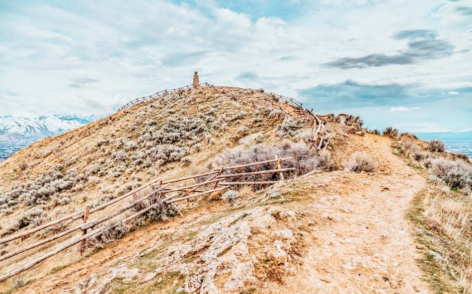 The top of Ensign Peak near downtown Salt Lake City in Utah, USA.