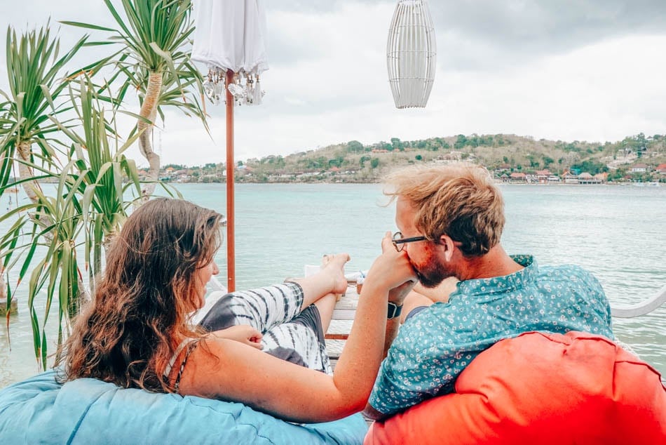 Lia and Jeremy beachside in Bali, Indonesia.