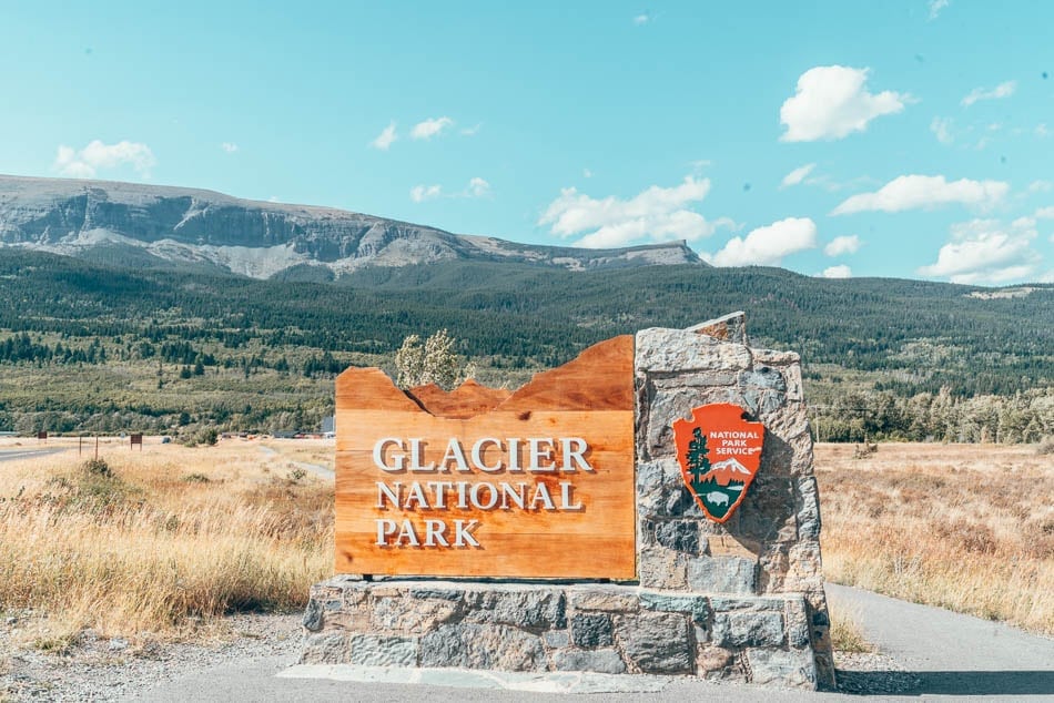 Glacier National Park entrance sign, Montana.