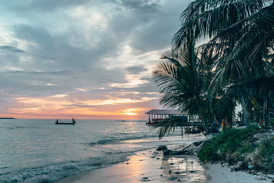 San Blas Islands Panama Boat at Sunset