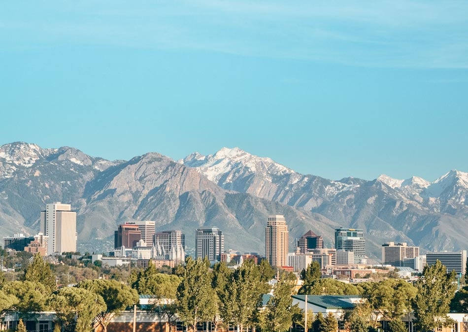 Salt Lake City, Utah skyline and mountain views