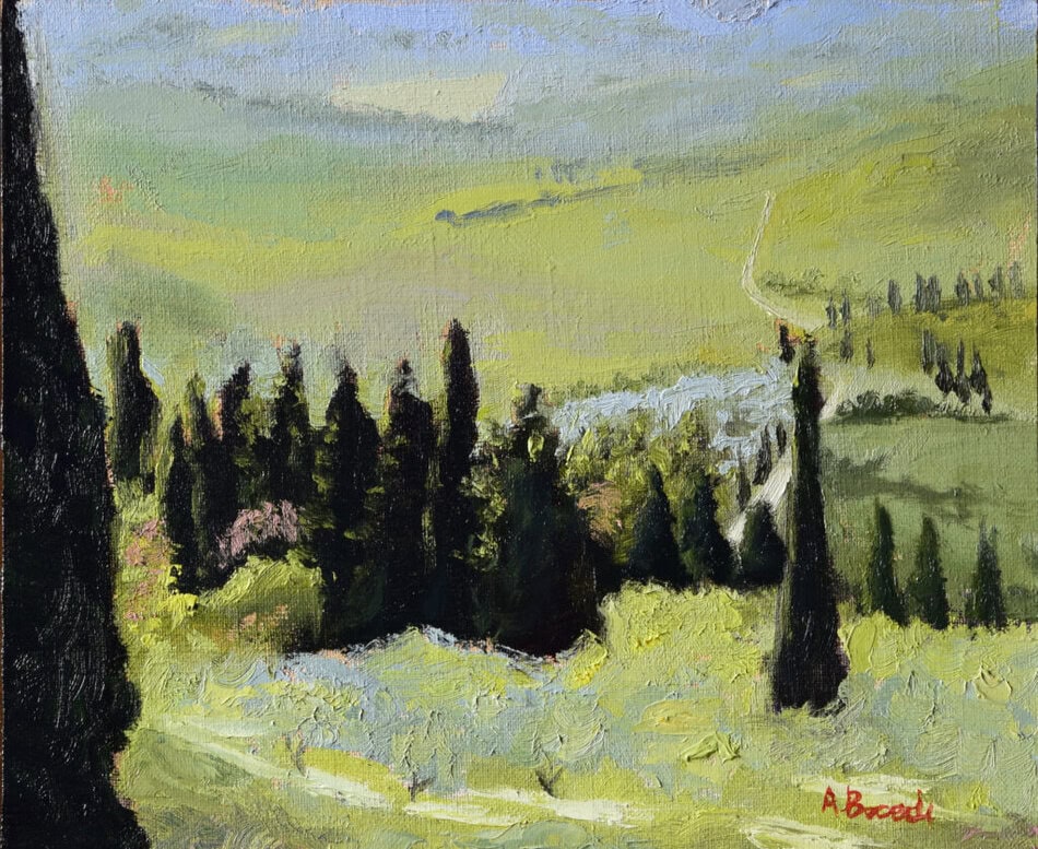 fields of pienza tuscany italy oil painting Andrea Bocedi