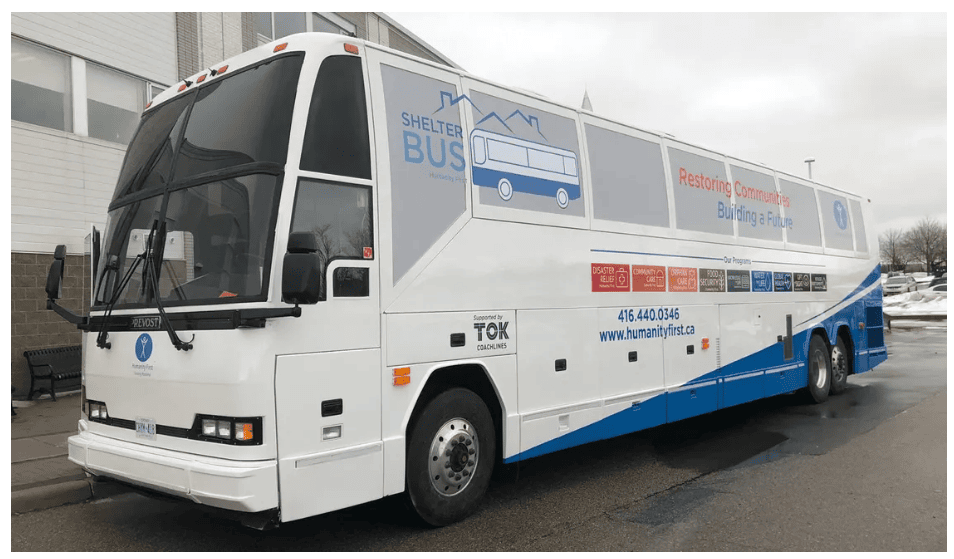 Humanity First Shelter Bus project launches in Toronto to help the homeless