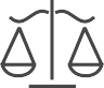 A dark blue circular icon featuring a white outline of a legal gavel.