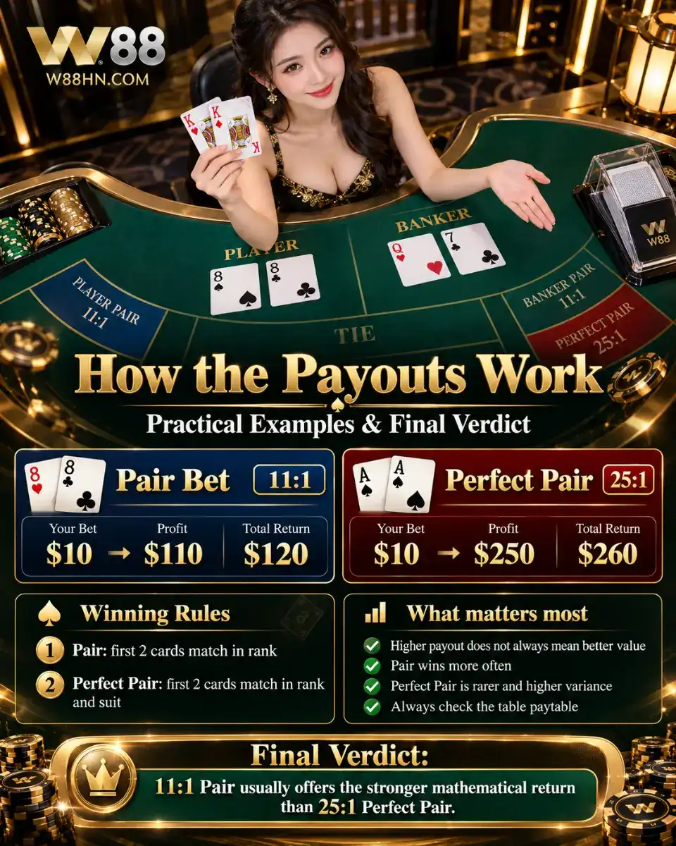 Player Pair vs Banker Pair baccarat side bet comparison