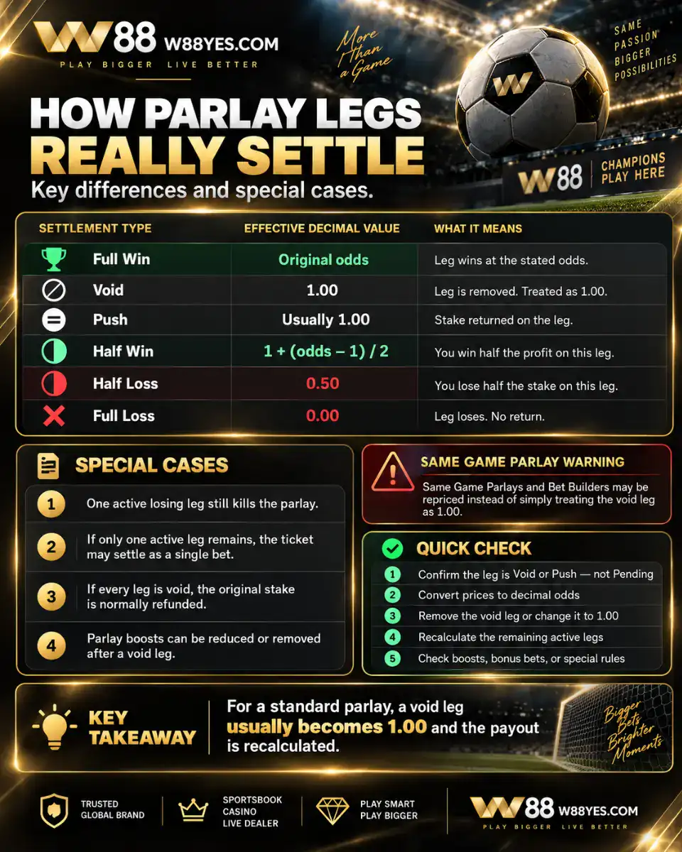 Void leg parlay payout showing original and recalculated combined odds