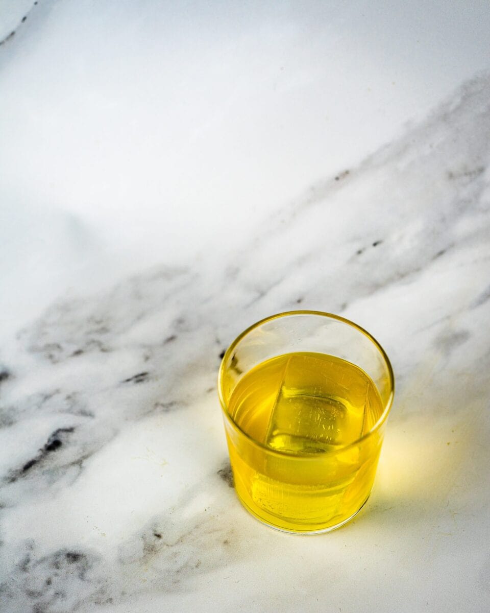spiked chai drink on a marble background