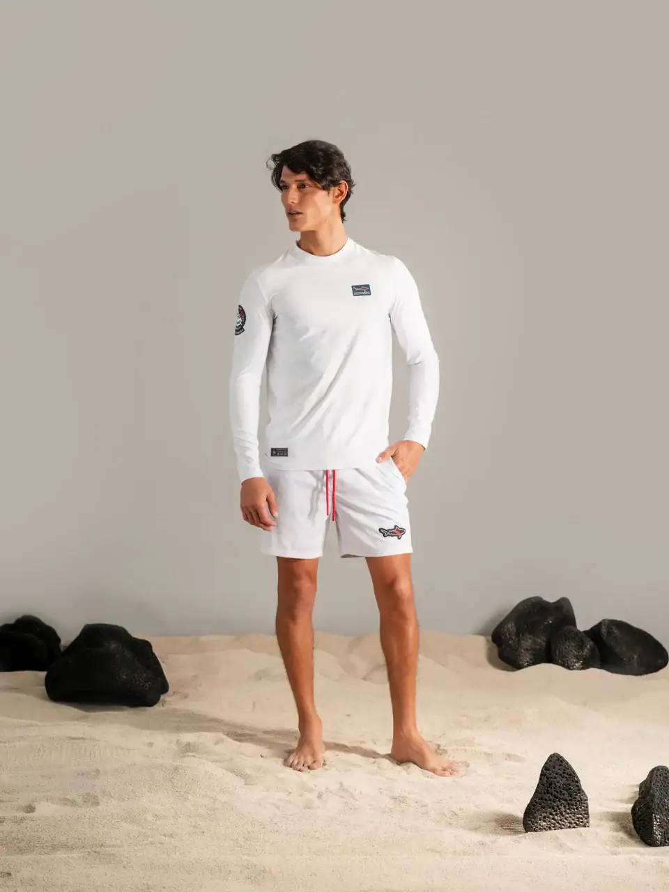 Camiseta de Protección Solar Manga Larga Mapa Galápagos Blanco