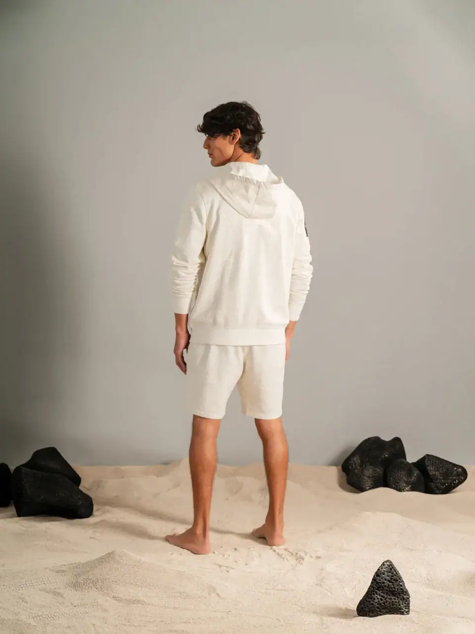 Sudadera con Capucha Olas y Tiburónes Nácar
