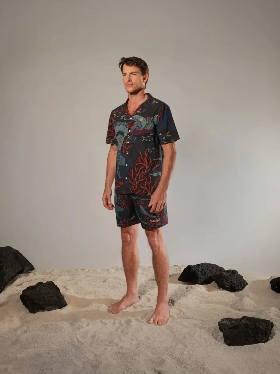 Camisa Hawaiana Manga Corta Arrecife Pintado