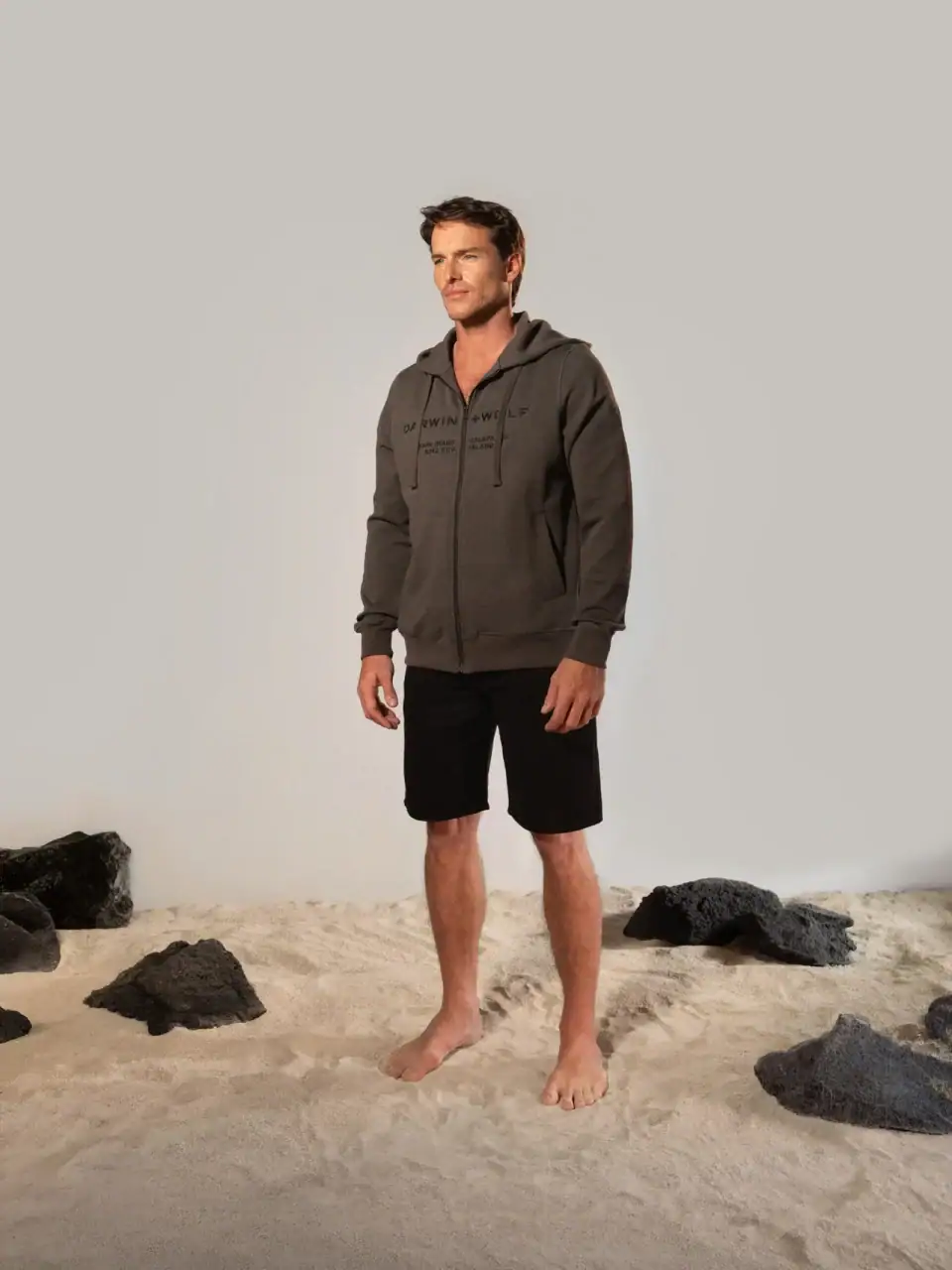Sudadera con Capucha Corrientes y Tiburónes Gris
