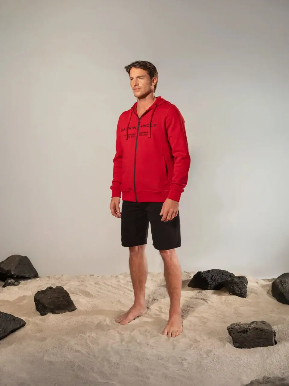 Sudadera con Capucha Corrientes y Tiburónes Roja