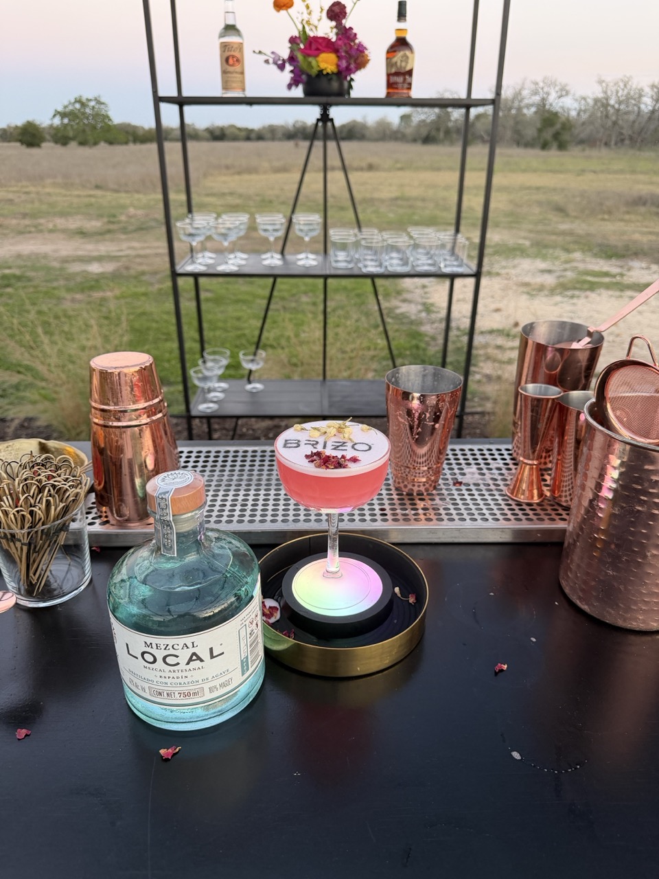 Elegant mobile bar setup for a Houston wedding