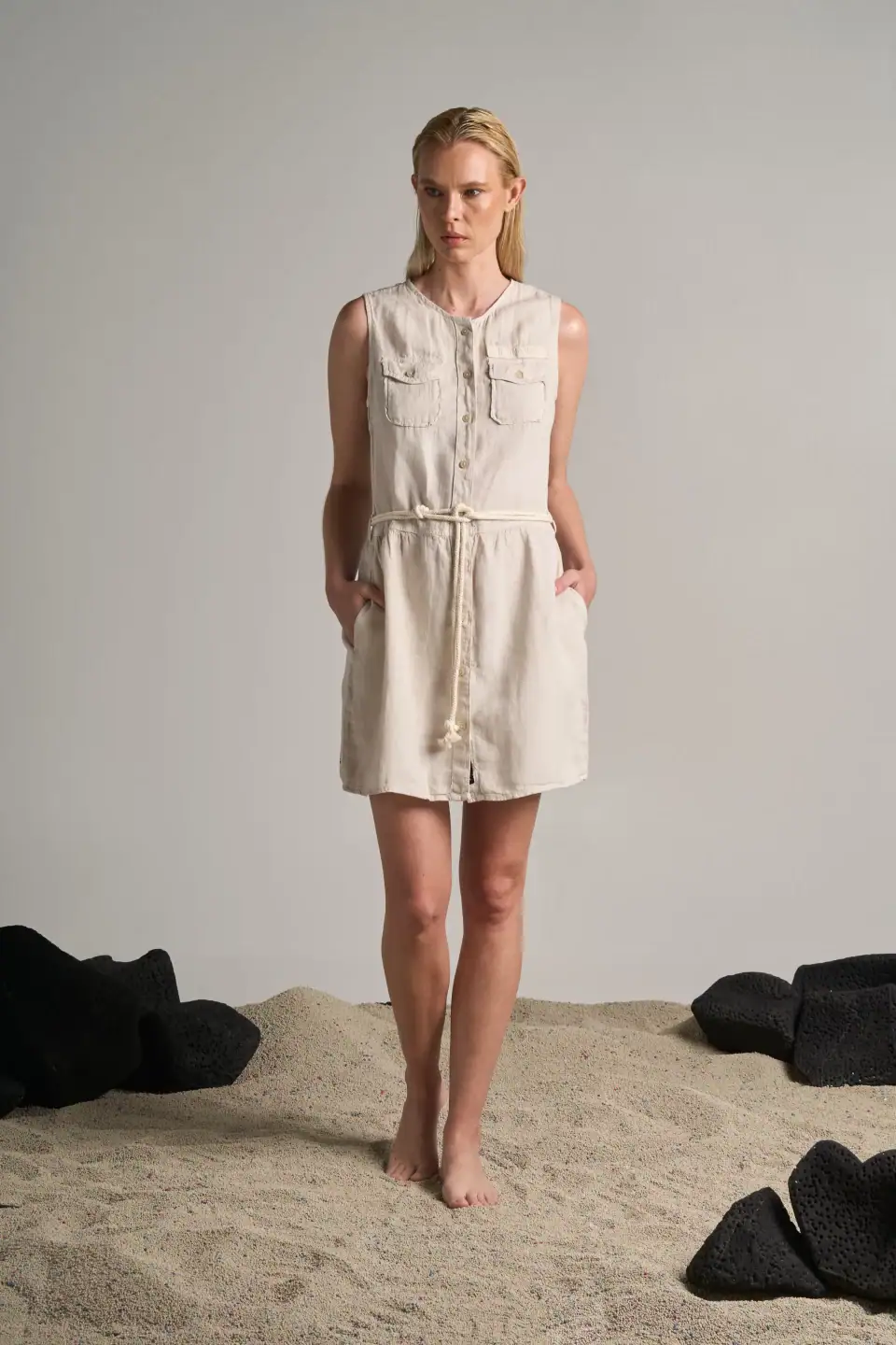 VESTIDO DE LINO EXPLORADOR JASPE