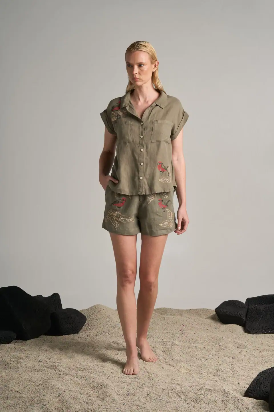 SHORT LINO PAJAROS BRUJO VERDE