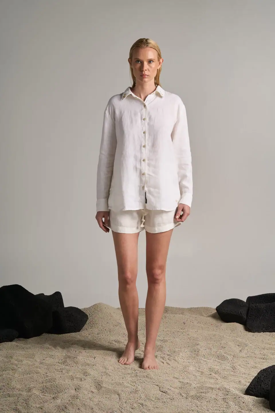 CAMISA LINO MANGA LARGA ANCLAS NACAR